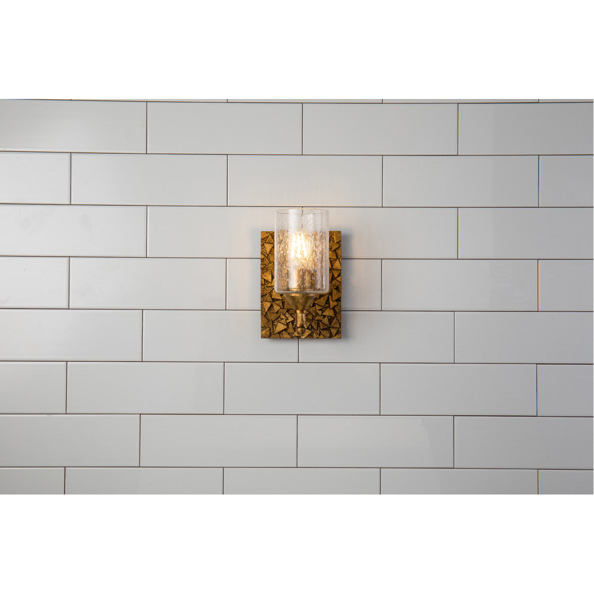 Mosaic 1 Light 6 inch Gold Bath Light Wall Light in Gold Leaf with Antique